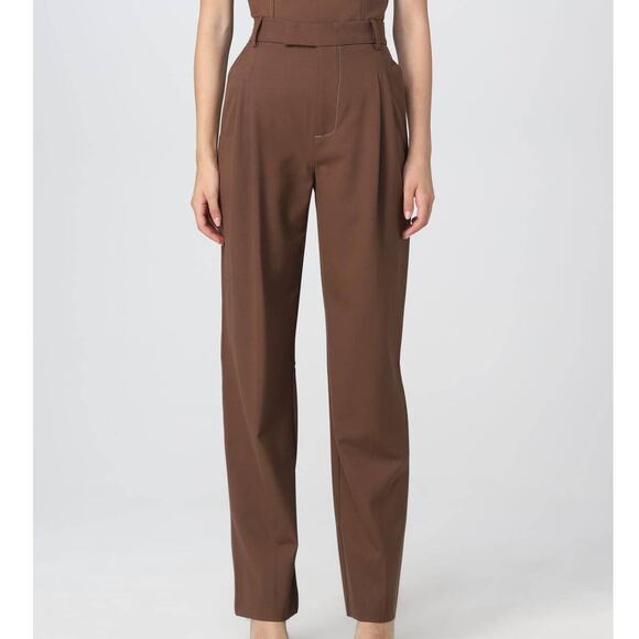 SIR The Label NWT Adrien Pleated Wool Blend Trousers Brown Size 1 (US 26-27) - Picture 1 of 11